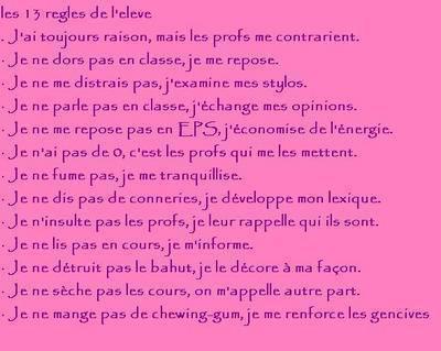les regles de l'eleve